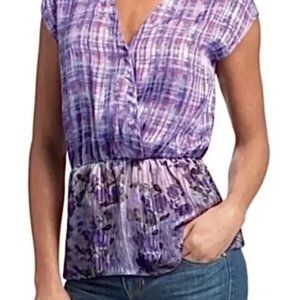 CAbi Eva Astor Purple Floral Peplum Blouse L